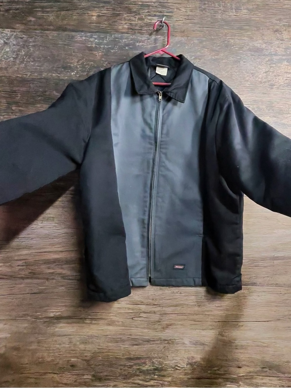 Dickies Black Two-Tone Workwear Work Zip Jacket with Gray Panels